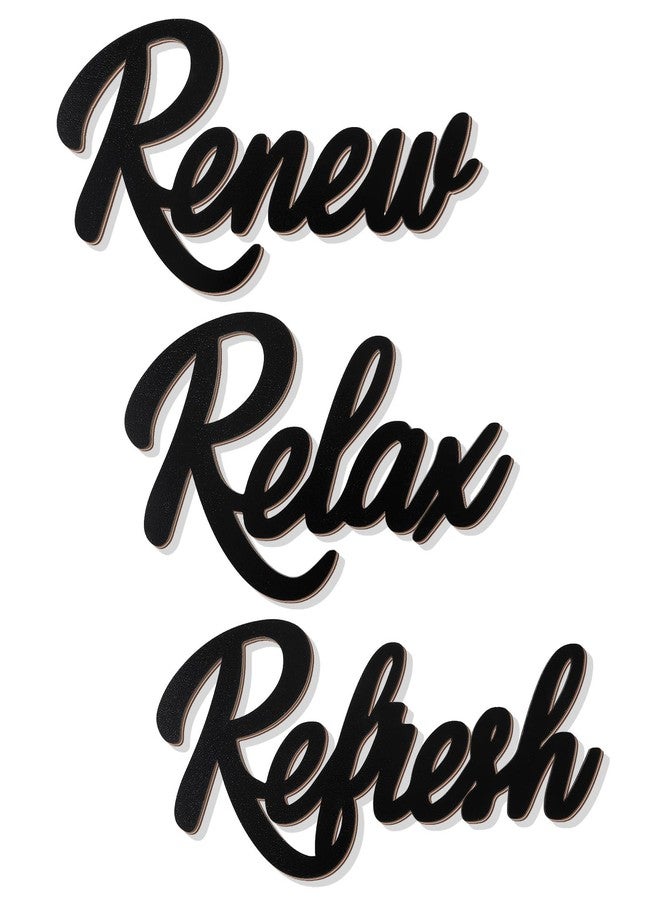 Josojoou 3PCS Relax, Renew, Refresh Bathroom Wall Art, Wooden Black Letter, Bathroom Wall Art Decor, Farmhouse Bath room Arts Signs Can Be Hanged in Any Room - Image 1
